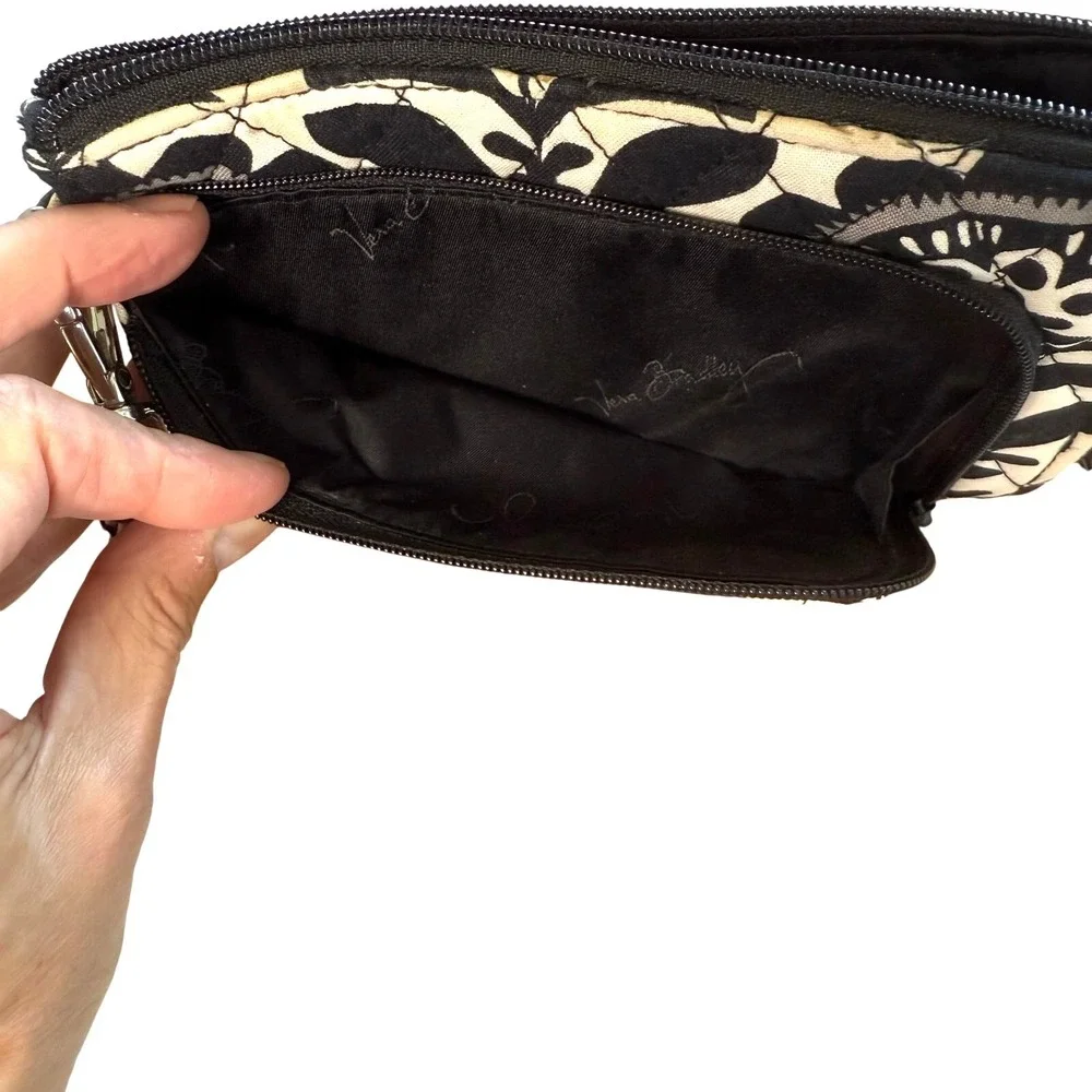 Vera‎ Bradley Tote and Wristlet Set Women Large Black White Floral Nightingale